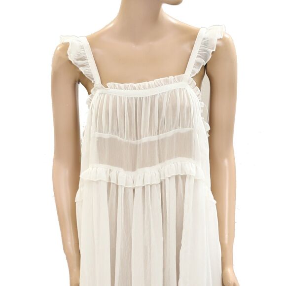 Intimately Free People Moon Phase Midi Slip Dress Ruffle Swingy Sheer M 277737 - Picture 6 of 9